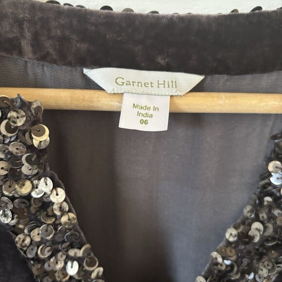 Garnet Hill Womens Top Whimsigoth Metallic Velvet Size 6 Sequin Tie Hem Retro - Picture 7 of 9